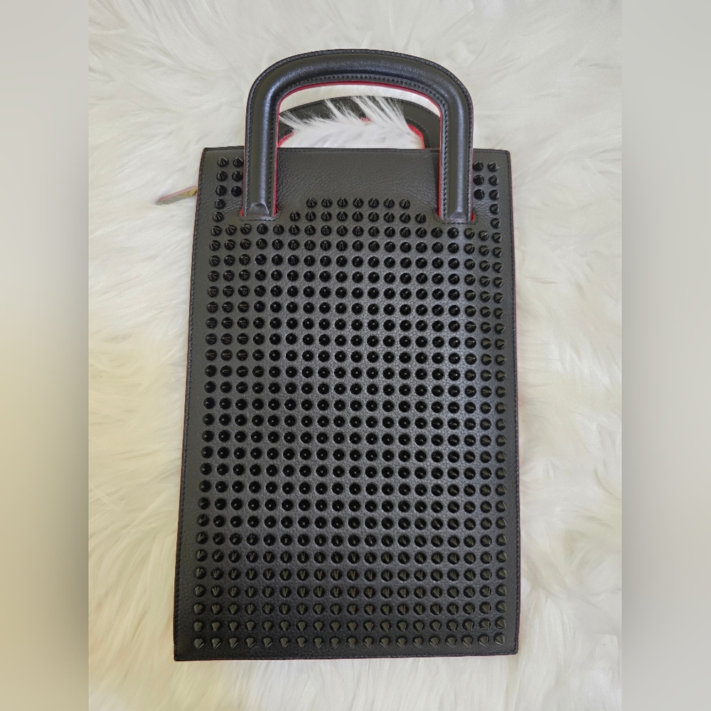 Christian Louboutin Handbag Trick Track Small Spike Studs Black Clutch 3way Bag - Picture 3 of 17